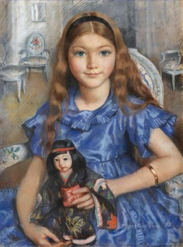 ロシア Painting - 人形を持つ少女 ロシア語